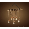 Retro Hemp Ropes Indoor Decorative Wooden Pendant Lamp